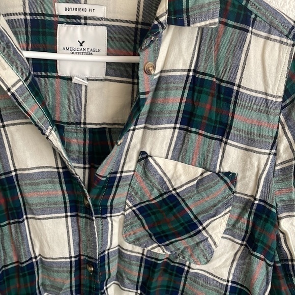Vintage Women's American Eagle Boyfriend Fit Plaid Flannel Size Green‎ Small - Picture 5 of 7